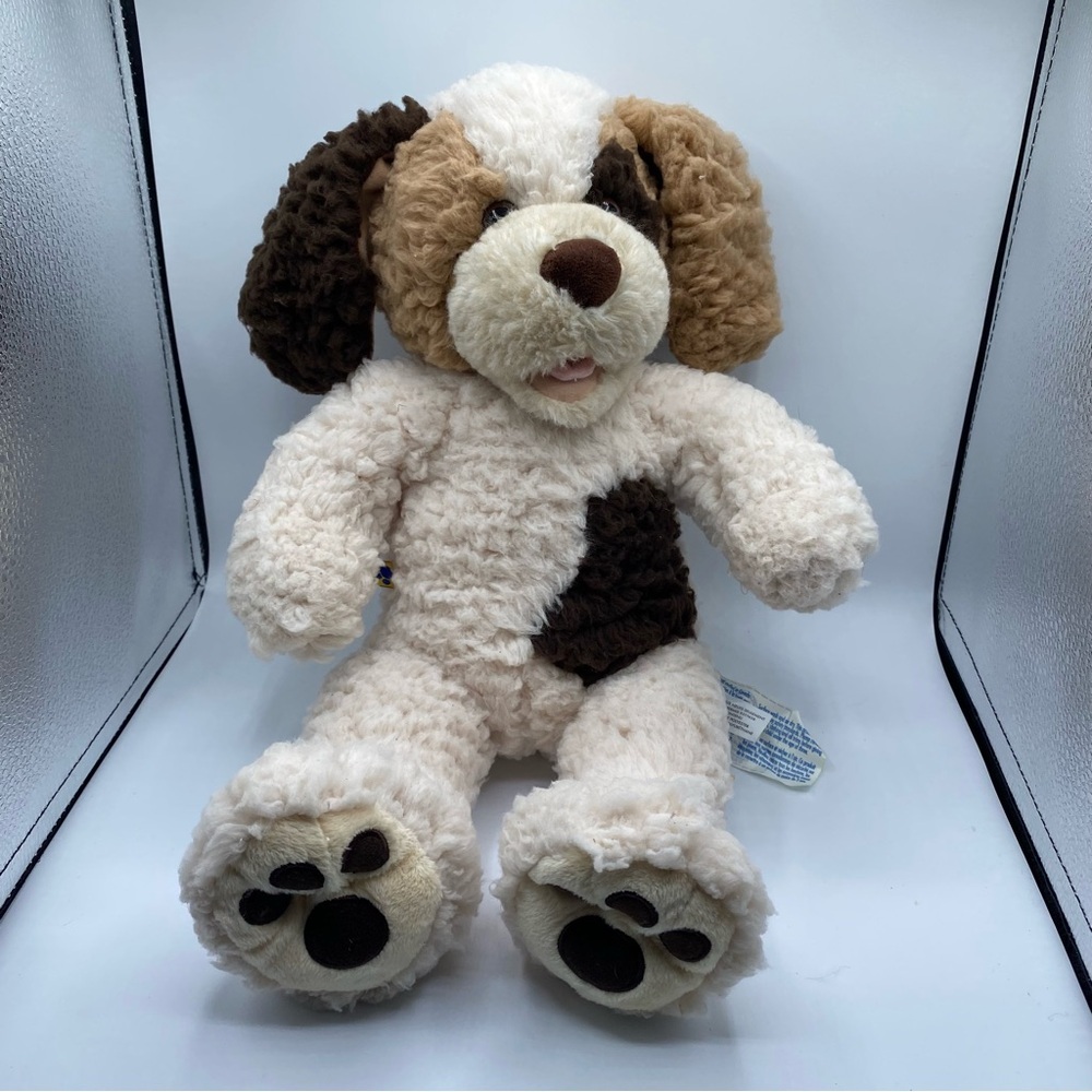 Build a Bear Plush Scruffy Puppy Dog  Brown Cream Curly‎ Stuffed Animal